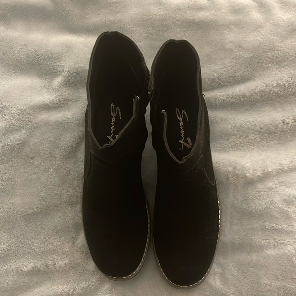 Faux Suede Black Ankle Boots Size 11